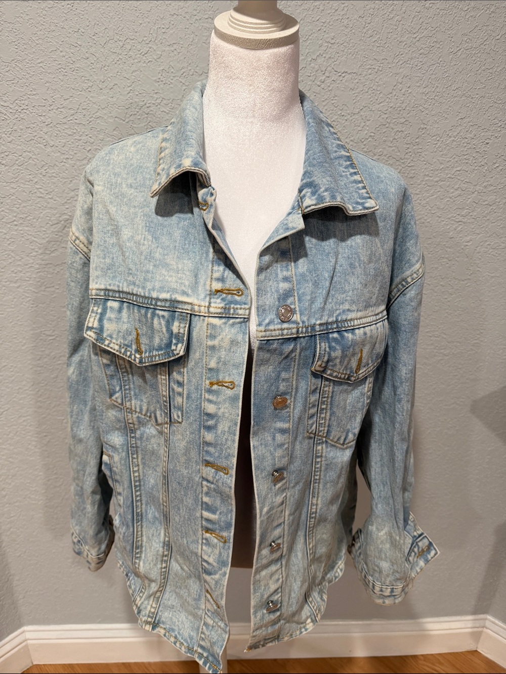 SHEIN Light Wash Oversized Denim Jacket